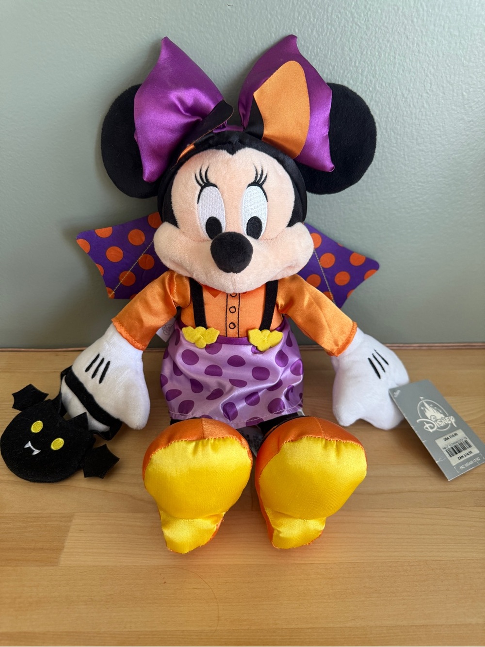 Disney Minnie Mouse Halloween Plush Bat Costume Purple Orange Polka Dot NWT